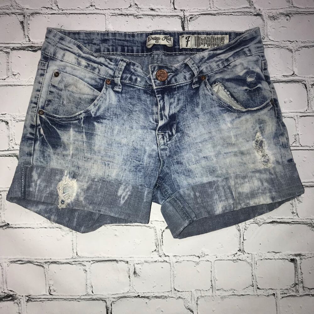 Cuffed Blue Jean Short Shorts